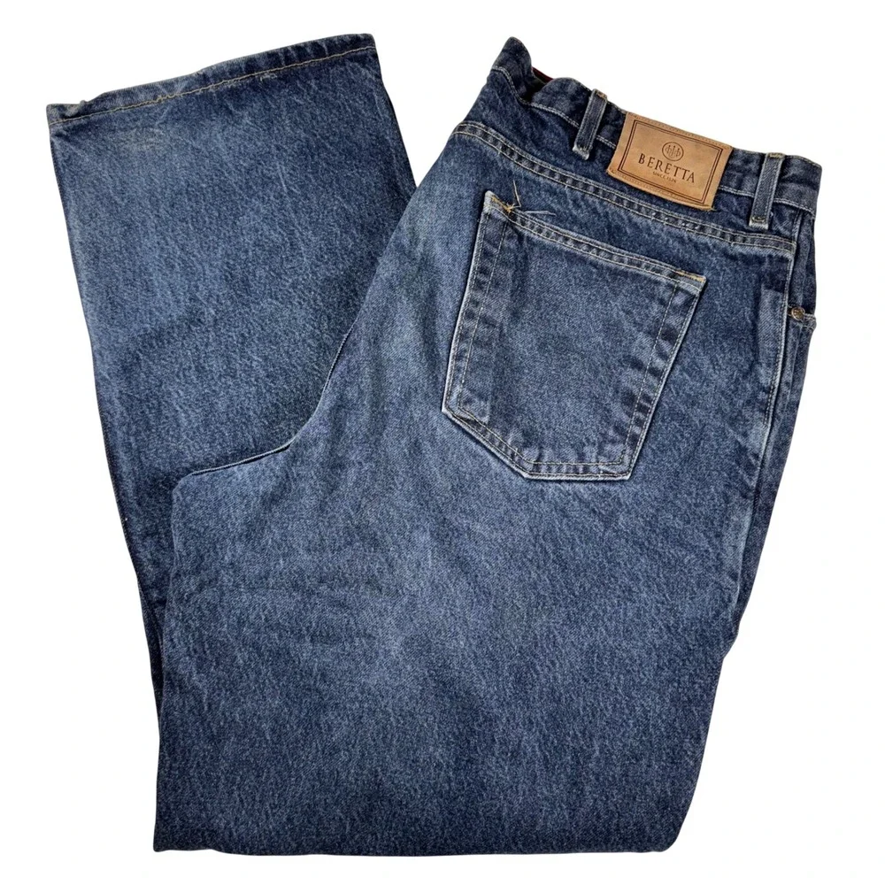 Beretta Mens Dark Blue Denim Jeans Size 42x30 Made‎ in USA Straight Leg